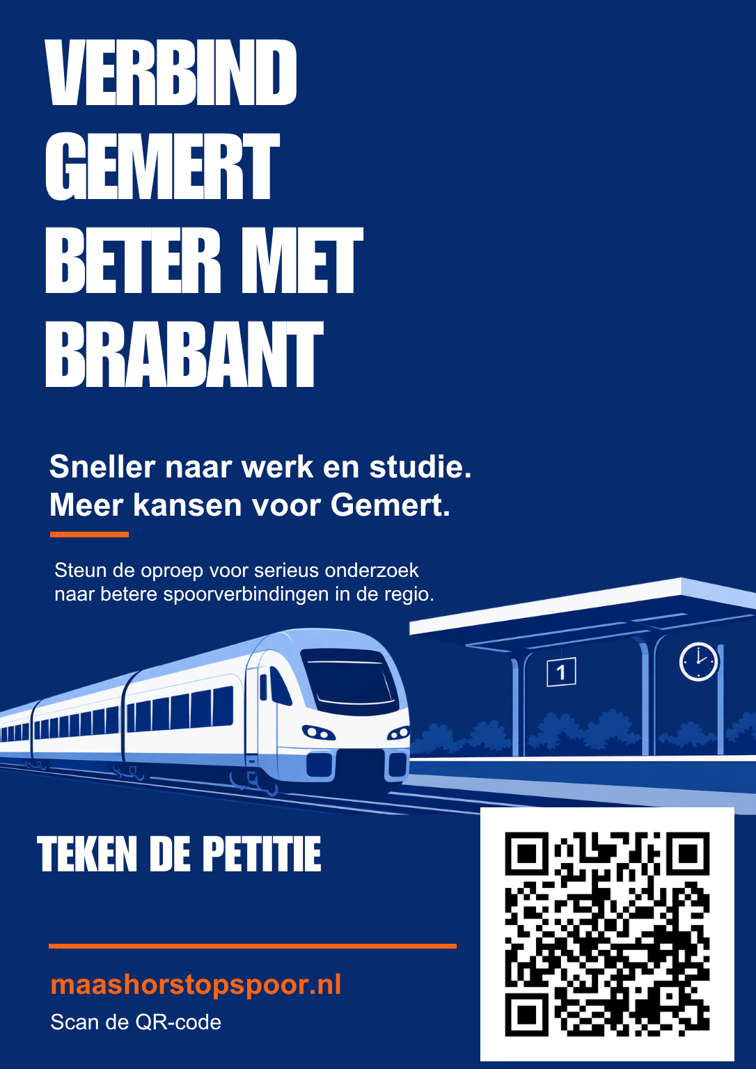 Blauwe poster Verbind Gemert beter met Brabant