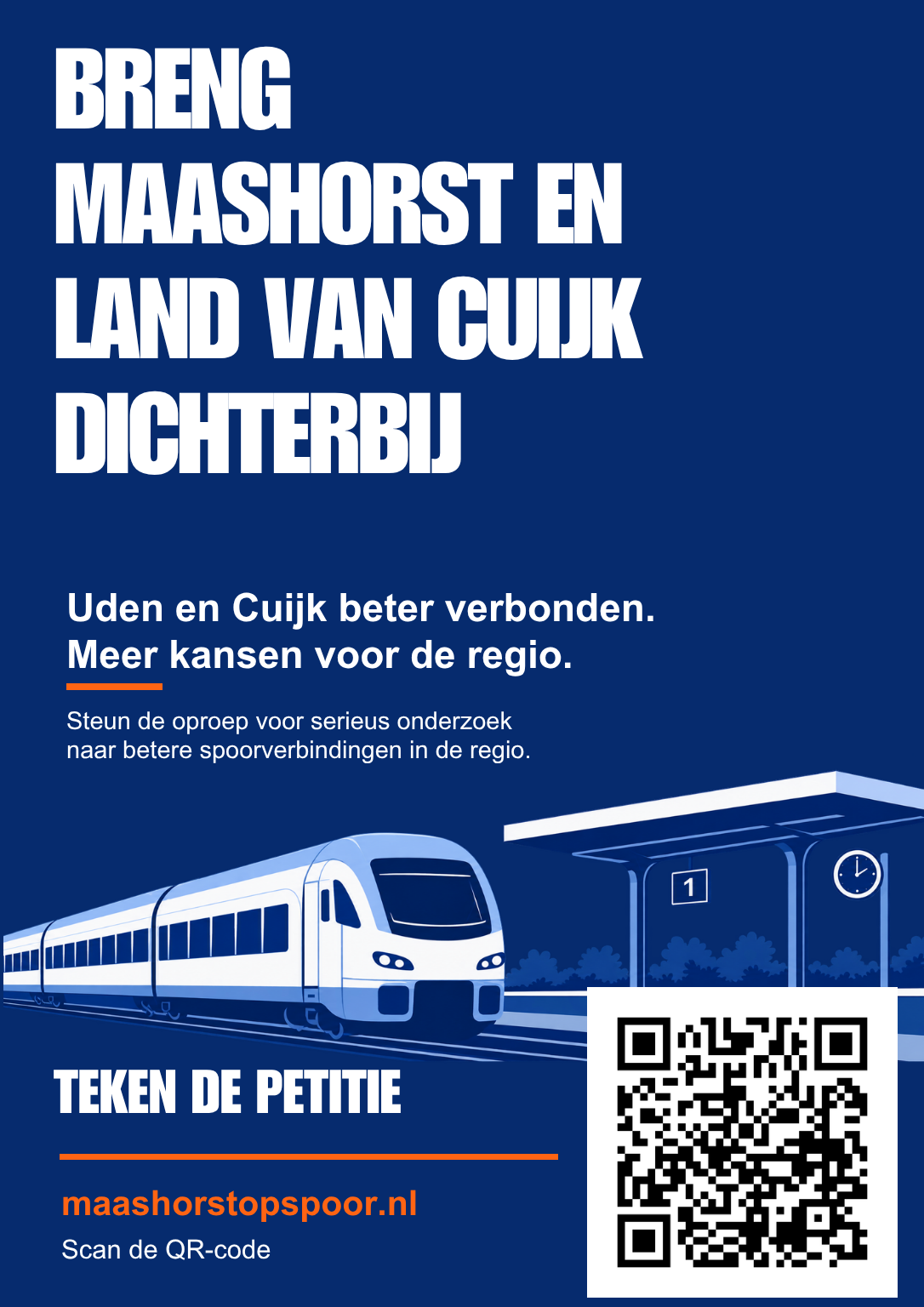 Blauwe poster Breng Maashorst en Land van Cuijk dichterbij